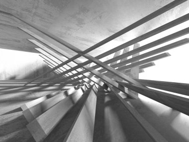 Beton mimari arka plan. Soyut boş karanlık oda. 3D render illüstrasyon