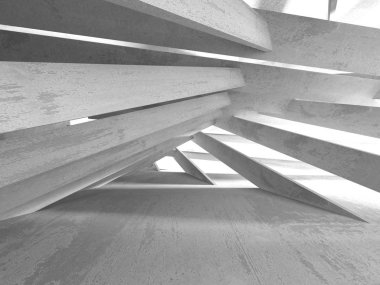 Geometrik beton mimari arka plan. 3D render illüstrasyon