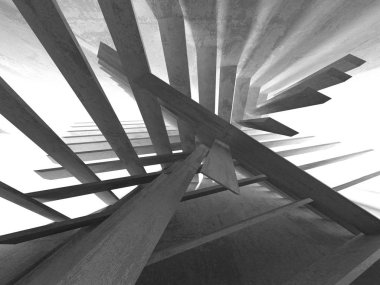 Karanlık beton boş oda. Modern mimari tasarım. Kentsel dokulu arka plan. 3D render illüstrasyon