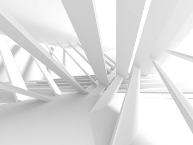 Soyut modern beyaz mimari arka planı. 3d resimleme