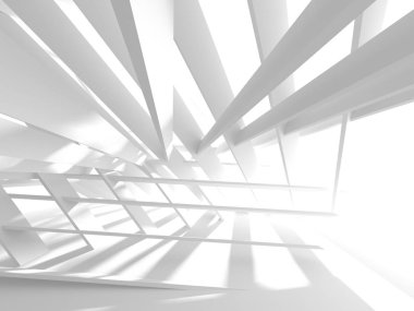 Soyut modern beyaz mimari arka planı. 3d resimleme