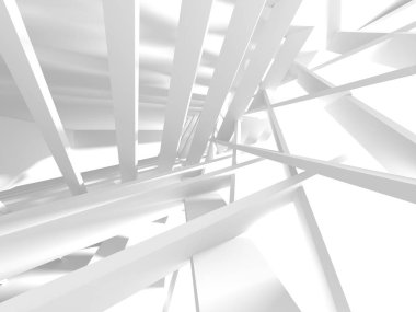 Fütüristik beyaz mimari tasarım arka plan. 3D render illüstrasyon