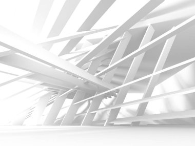 Fütüristik beyaz mimari tasarım arka plan. 3D render illüstrasyon