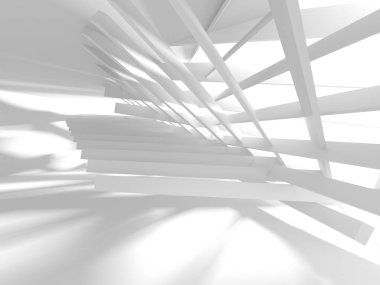 Beyaz Mimarlık inşaat Modern iç arka plan. 3D render illüstrasyon