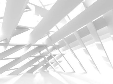Beyaz Mimarlık inşaat Modern iç arka plan. 3D render illüstrasyon
