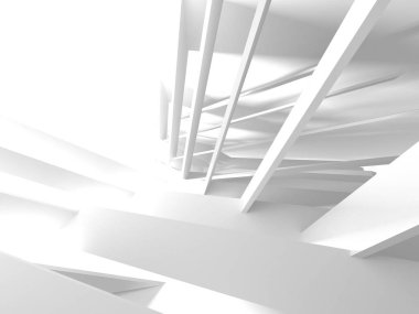 Beyaz Mimarlık inşaat Modern iç arka plan. 3D render illüstrasyon