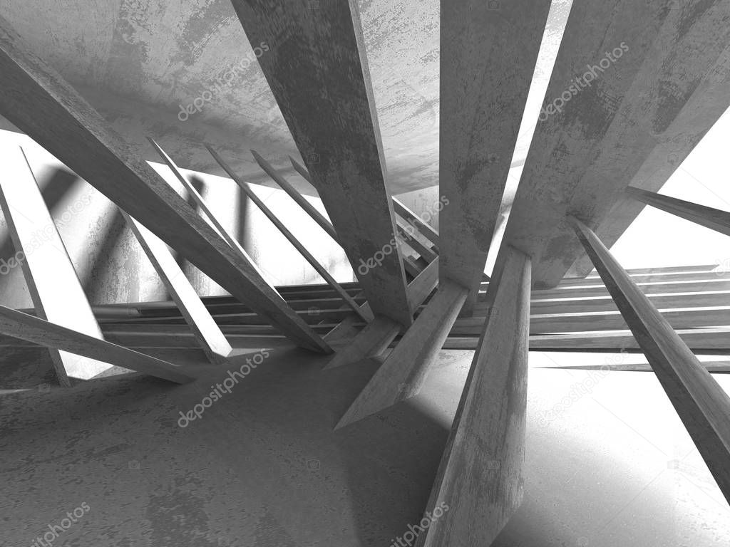 Abstract geometric concrete architecture background. 3d render illustration
