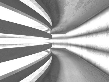 Karanlık beton boş oda. Modern mimari tasarım. Kentsel dokulu arka plan. 3D render illüstrasyon