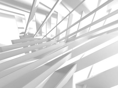 Soyut modern beyaz mimari arka planı. 3d resimleme