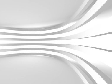 Fütüristik beyaz mimari tasarım arka plan. 3D render illüstrasyon