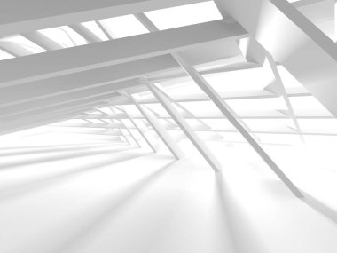 Fütüristik beyaz mimari tasarım arka plan. 3D render illüstrasyon