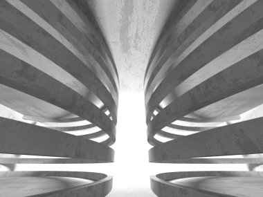 Karanlık Bodrum boş odası iç. Beton duvarlar. Mimari arka plan. 3D render illüstrasyon