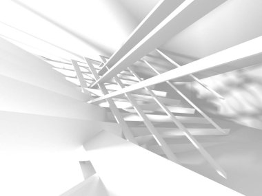 Beyaz Mimarlık inşaat Modern iç arka plan. 3D render illüstrasyon