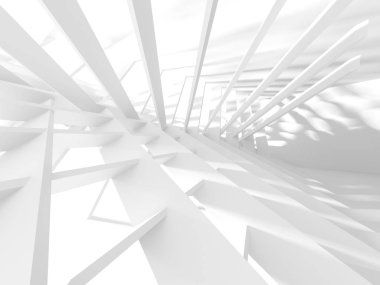 Beyaz Mimarlık inşaat Modern iç arka plan. 3D render illüstrasyon