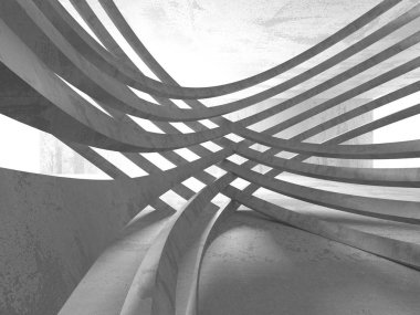 Geometrik beton mimari arka plan. 3D render illüstrasyon