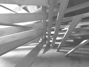 Geometrik beton mimari arka plan. 3D render illüstrasyon