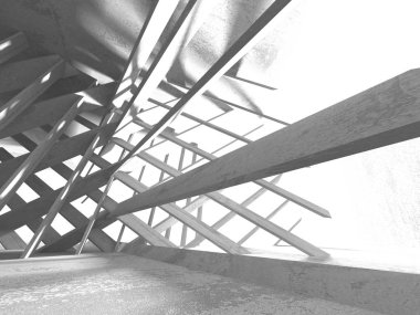 Geometrik beton mimari arka plan. 3D render illüstrasyon