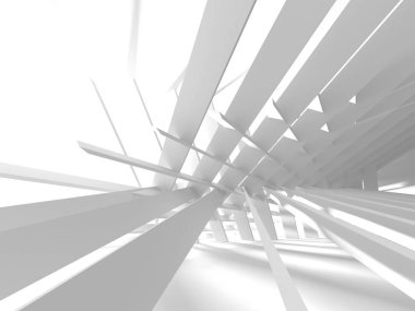 Soyut modern beyaz mimari arka planı. 3d resimleme