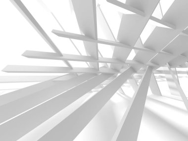 Fütüristik beyaz mimari tasarım arka plan. 3D render illüstrasyon