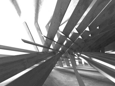 Geometrik beton mimari arka plan. 3D render illüstrasyon