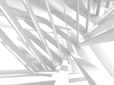 Beyaz Mimarlık inşaat Modern iç arka plan. 3D render illüstrasyon