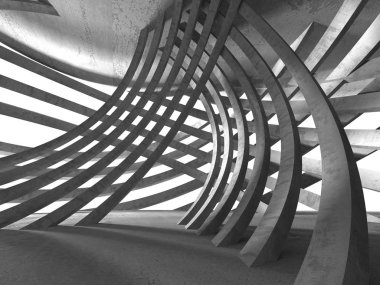 Geometrik beton mimari arka plan. 3D render illüstrasyon