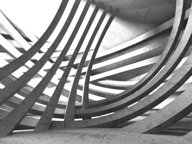 Geometrik beton mimari arka plan. 3D render illüstrasyon