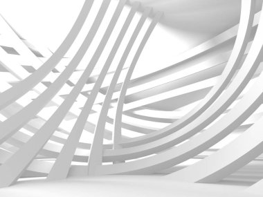 Beyaz Mimarlık inşaat Modern iç arka plan. 3D render illüstrasyon