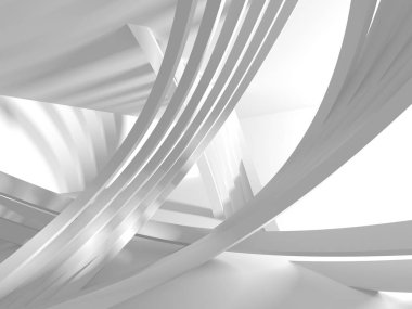 Beyaz Mimarlık inşaat Modern iç arka plan. 3D render illüstrasyon