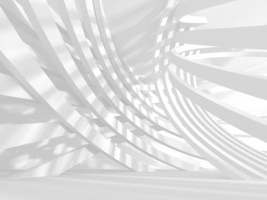 Fütüristik beyaz mimari tasarım arka plan. 3D render illüstrasyon