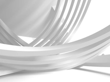 Fütüristik beyaz mimari tasarım arka plan. 3D render illüstrasyon