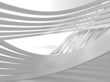 Fütüristik beyaz mimari tasarım arka plan. 3D render illüstrasyon