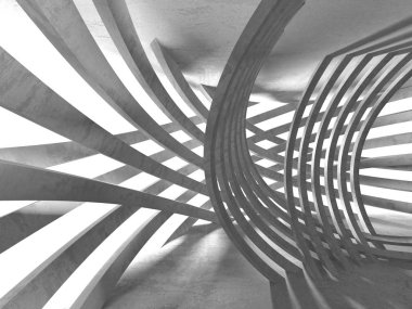 Karanlık Bodrum boş odası iç. Beton duvarlar. Mimari arka plan. 3D render illüstrasyon