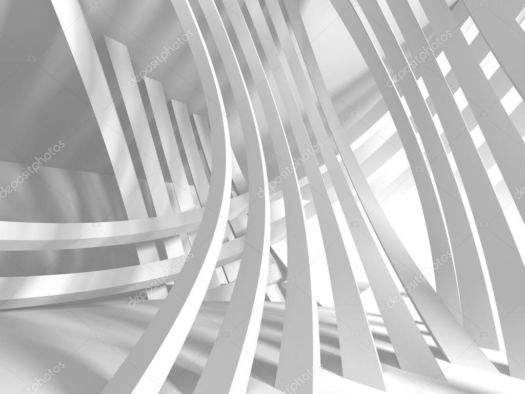 Futuristic White Architecture Design Background. 3d Render Illustration