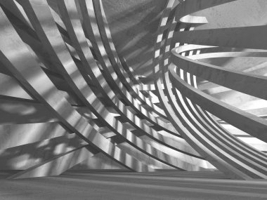 Karanlık beton boş oda. Modern mimari tasarım. Kentsel dokulu arka plan. 3D render illüstrasyon