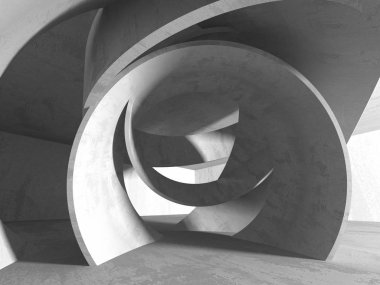 Geometrik beton mimari arka plan. 3D render illüstrasyon