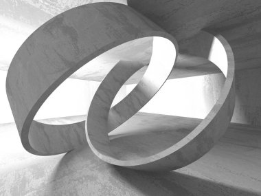 Geometrik beton mimari arka plan. 3D render illüstrasyon