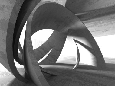 Karanlık beton boş oda. Modern mimari tasarım. Kentsel dokulu arka plan. 3D render illüstrasyon