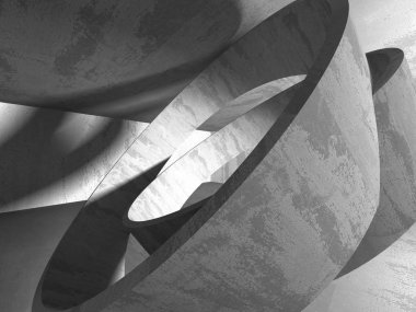 Karanlık beton boş oda. Modern mimari tasarım. Kentsel dokulu arka plan. 3D render illüstrasyon