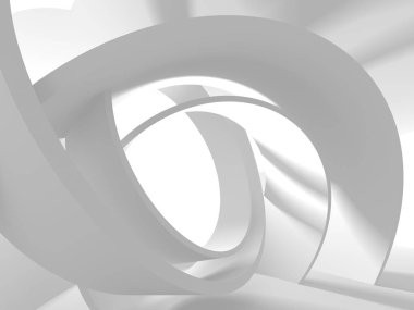Fütüristik beyaz mimari tasarım arka plan. 3D render illüstrasyon