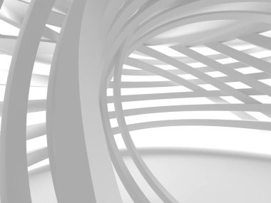 Fütüristik beyaz mimari tasarım arka plan. 3D render illüstrasyon