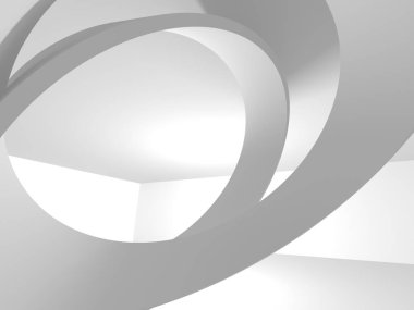 Fütüristik beyaz mimari tasarım arka plan. 3D render illüstrasyon