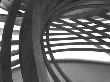 Karanlık Bodrum boş odası iç. Beton duvarlar. Mimari arka plan. 3D render illüstrasyon