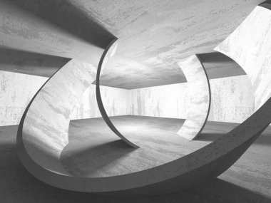 Karanlık Bodrum boş odası iç. Beton duvarlar. Mimari arka plan. 3D render illüstrasyon