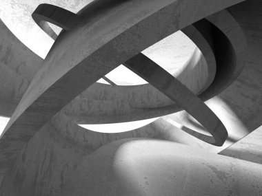 Karanlık Bodrum boş odası iç. Beton duvarlar. Mimari arka plan. 3D render illüstrasyon