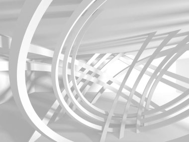 Beyaz Mimarlık inşaat Modern iç arka plan. 3D render illüstrasyon