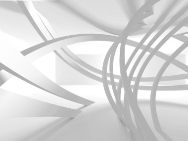 Beyaz Mimarlık inşaat Modern iç arka plan. 3D render illüstrasyon