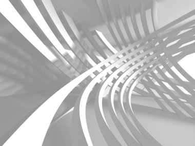 Beyaz Mimarlık inşaat Modern iç arka plan. 3D render illüstrasyon