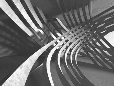 Geometrik beton mimari arka plan. 3D render illüstrasyon