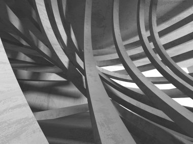 Geometrik beton mimari arka plan. 3D render illüstrasyon